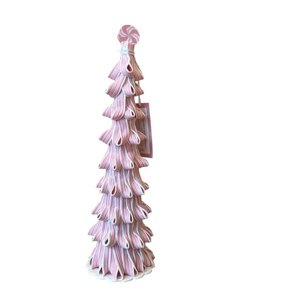 Cupcakes & Cashmere Peppermint Candy Ribbon Taffy Christmas Tree 19in Pink NEW - Picture 6 of 13
